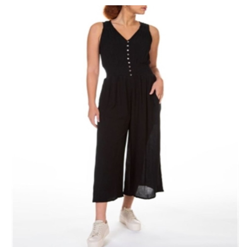 Black Tape women’s jumpsuit romper sleeveless elastic waist back gauze S